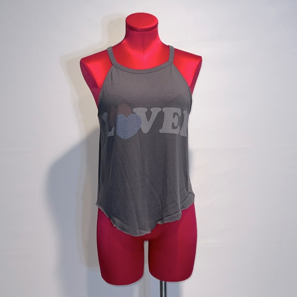 Target gray loose sleeveless “Lover” top!